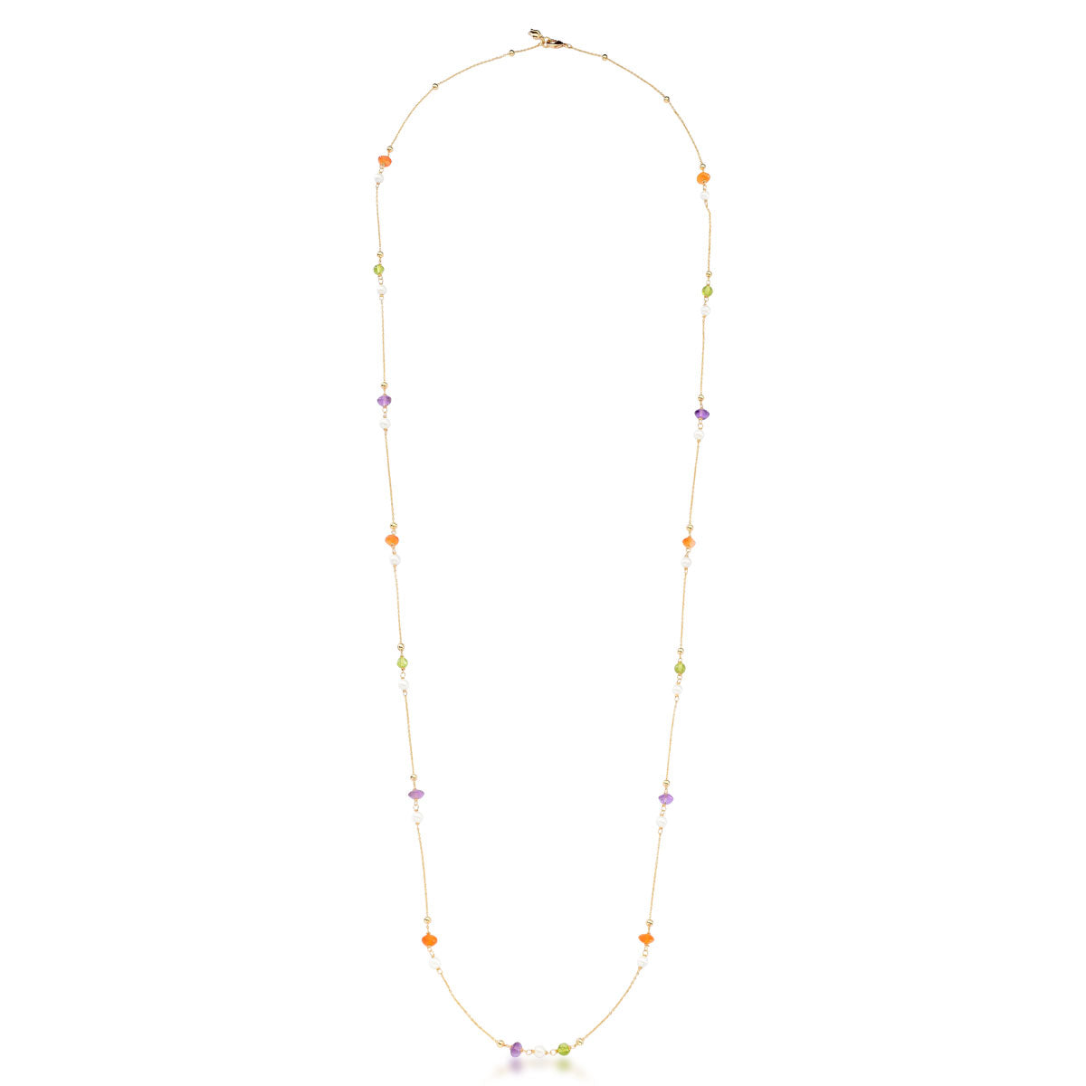 Colar Gisele Longo Versátil com Pedras Jade e Banho de Ouro 18k