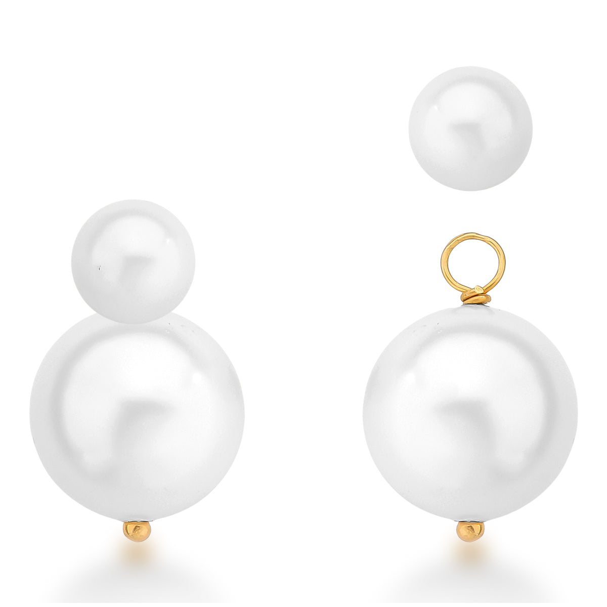 Brinco Clara de Pérola Shell Base Removível Banho de Ouro 18k