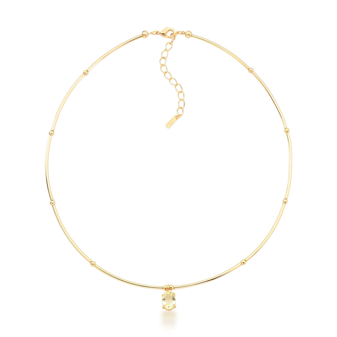 Colar Tamires Curto com Pedras Cristais Banho de Ouro 18k