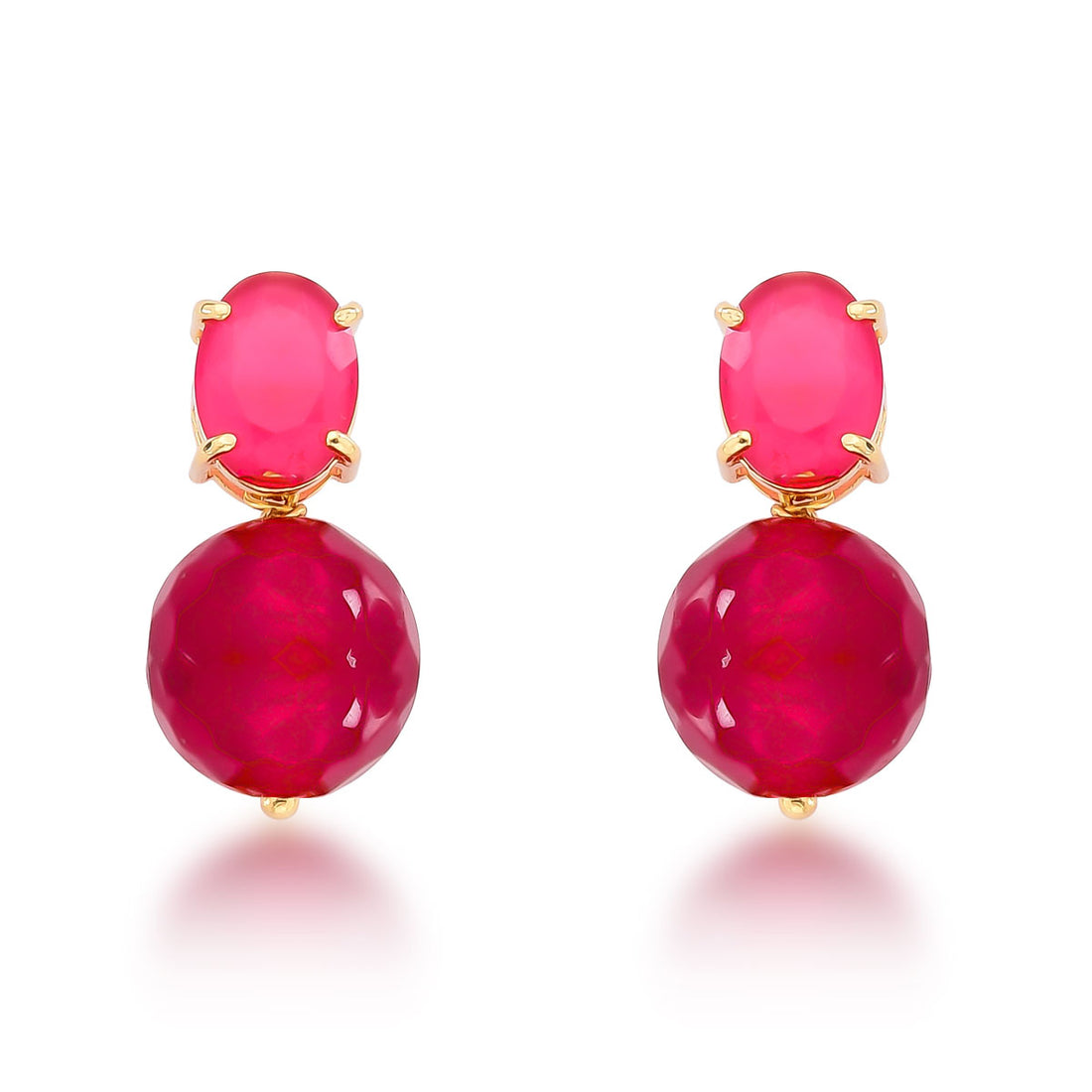 Brinco Serena com Pedras Coloridas Banho de Ouro 18k