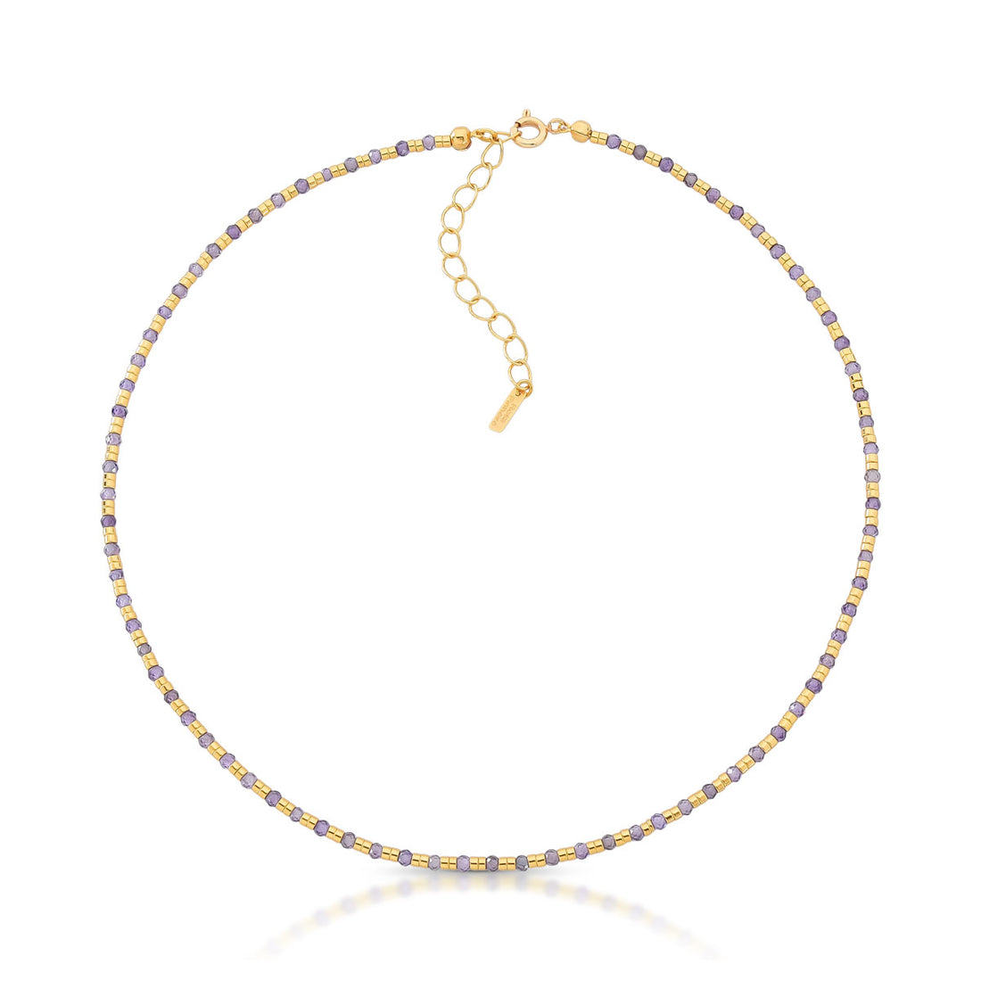 Colar Cora Tipo Aro com Zircônias e Mini Canutilhos Banho de Ouro 18k