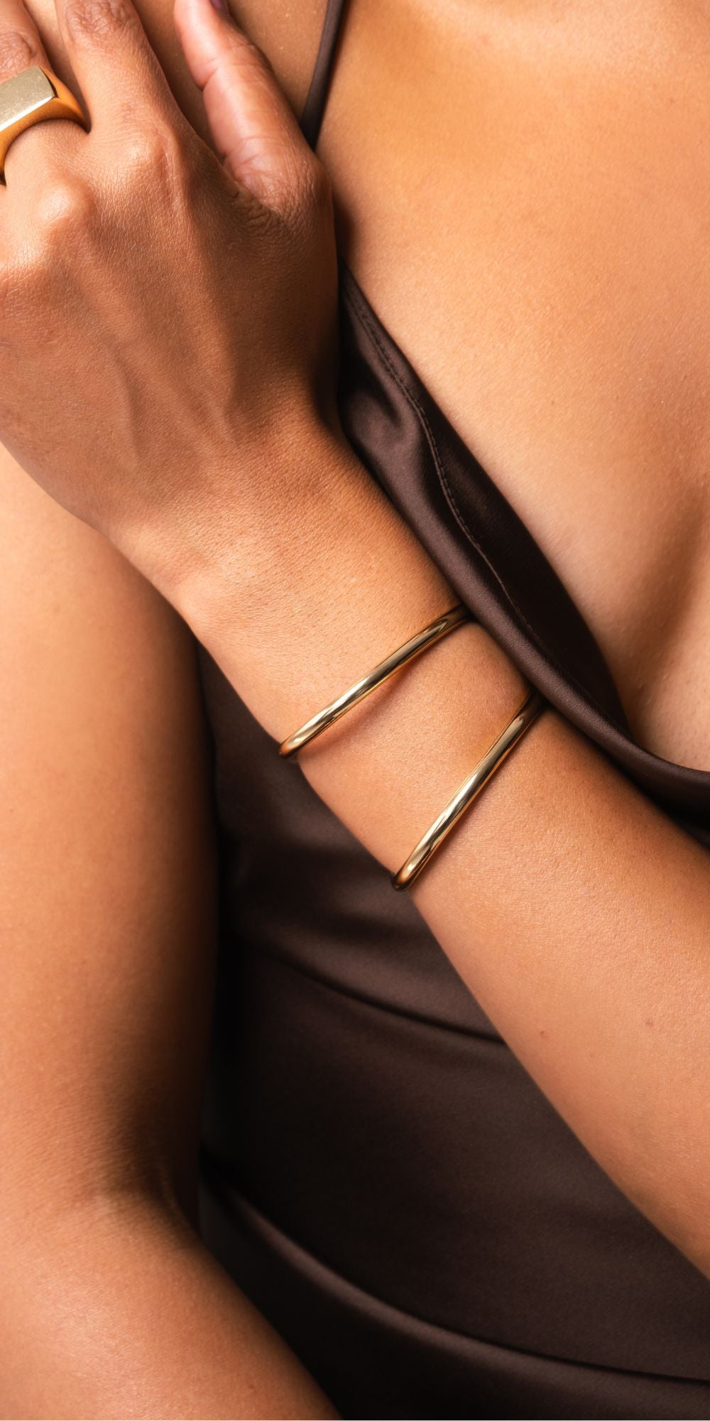 Pulseira Isadora Dupla Rígida Banho de Ouro 18k