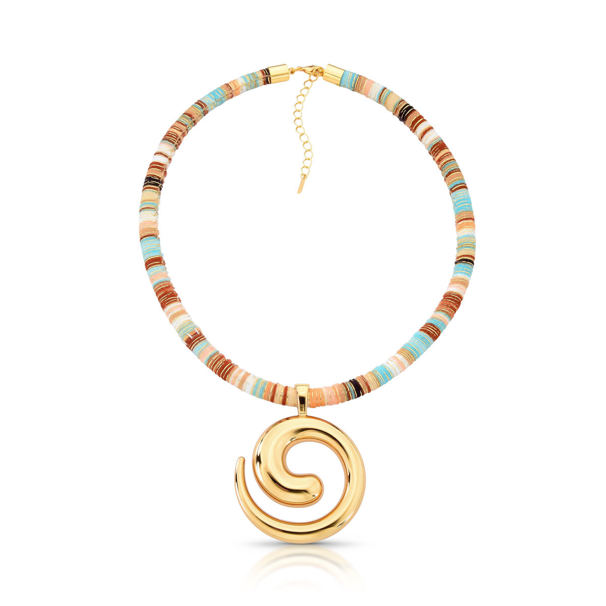 Colar Susi com Pingente Espiral em Cordão de Tecido Banho de Ouro 18k