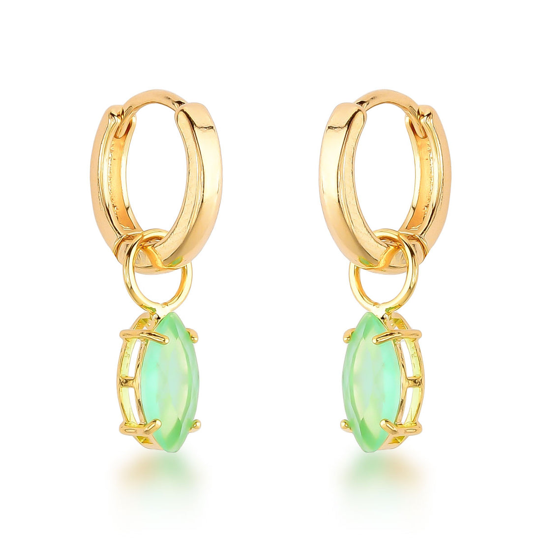 Brinco Iara com Pingente Navete Removível Banho de Ouro 18k