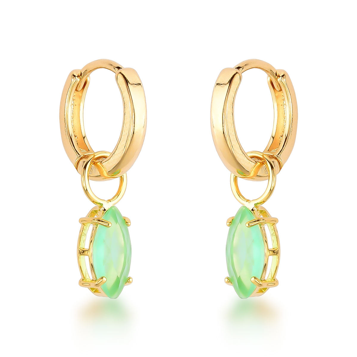 Brinco Iara com Pingente Navete Removível Banho de Ouro 18k