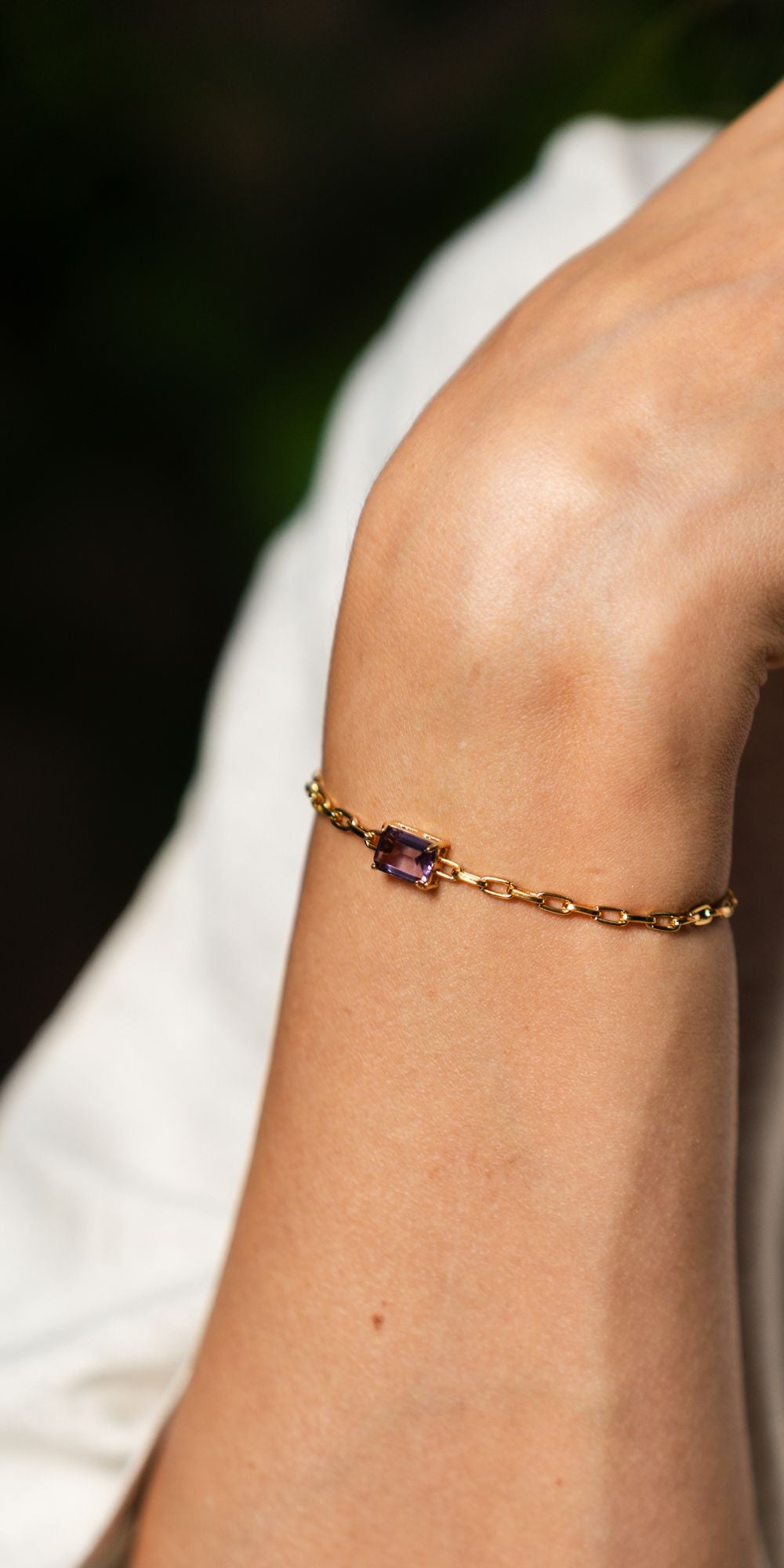 Pulseira Camila de Corrente com Pedra Cravada Banho de Ouro 18k