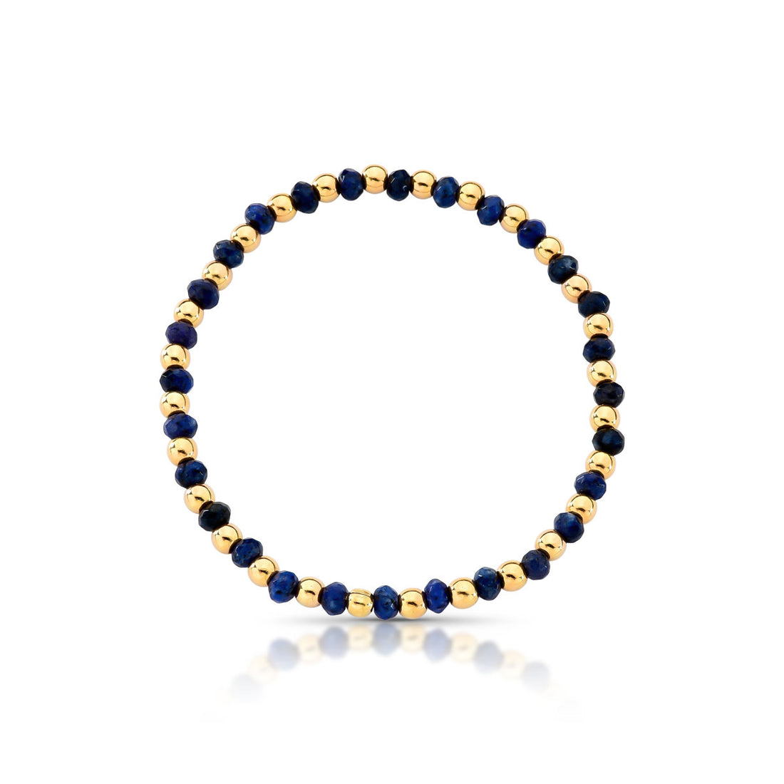 Pulseira Mari de Pedras Jade com Esferas Banho de Ouro 18k