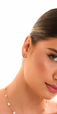 Brinco Teresa com Pérola de Água Doce Banho de Ouro 18k