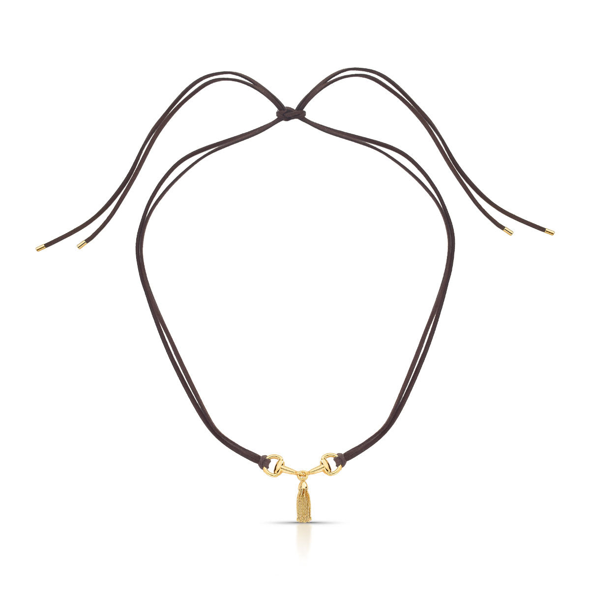 Colar Arizona Longo com Pingente Bridão Banho de Ouro 18k