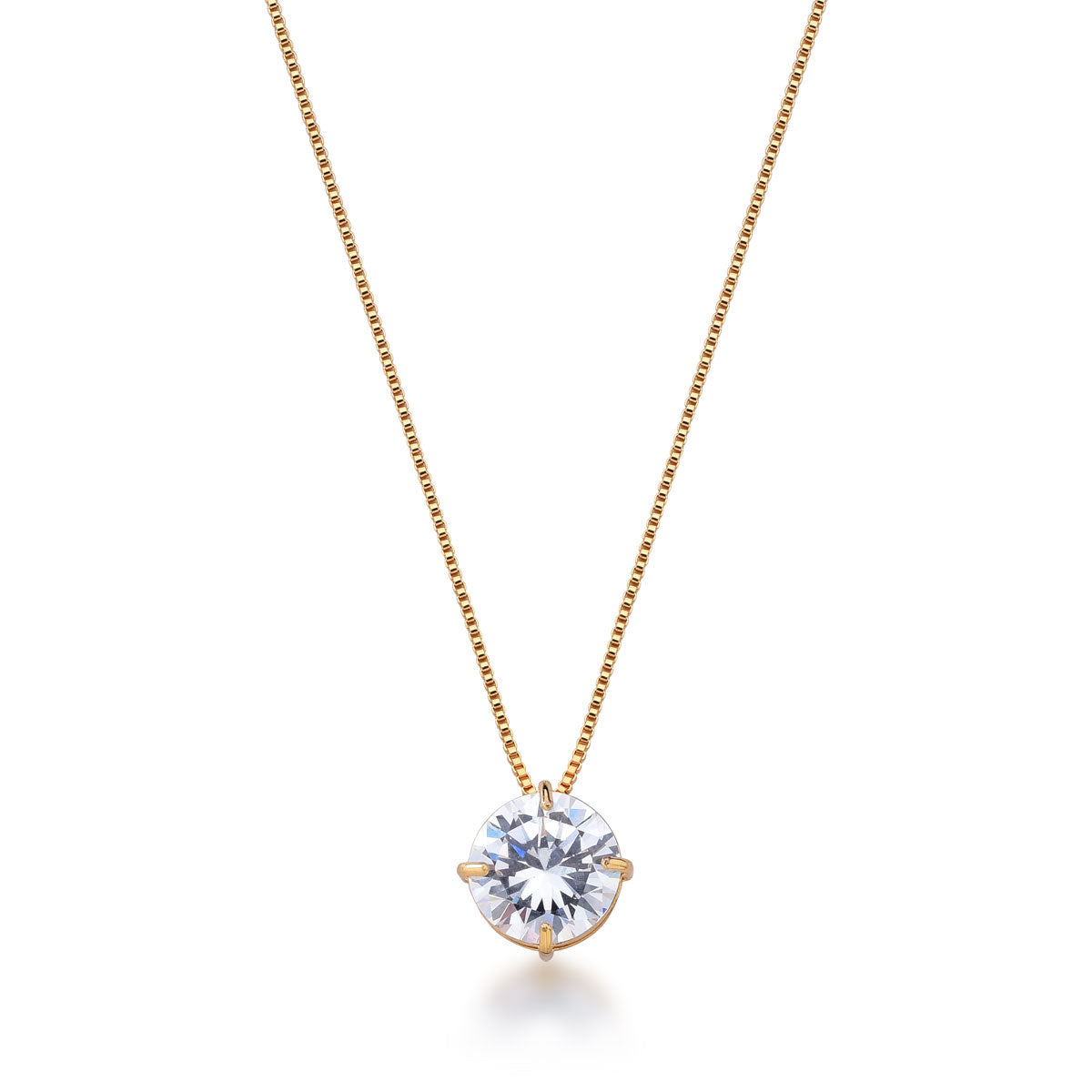 Colar Amélia Pingente Ponto de Luz Zircônia 10mm Banho de Ouro 18k