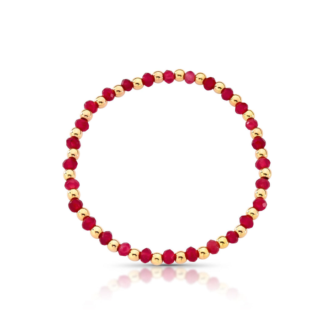 Pulseira Mari de Pedras Jade com Esferas Banho de Ouro 18k