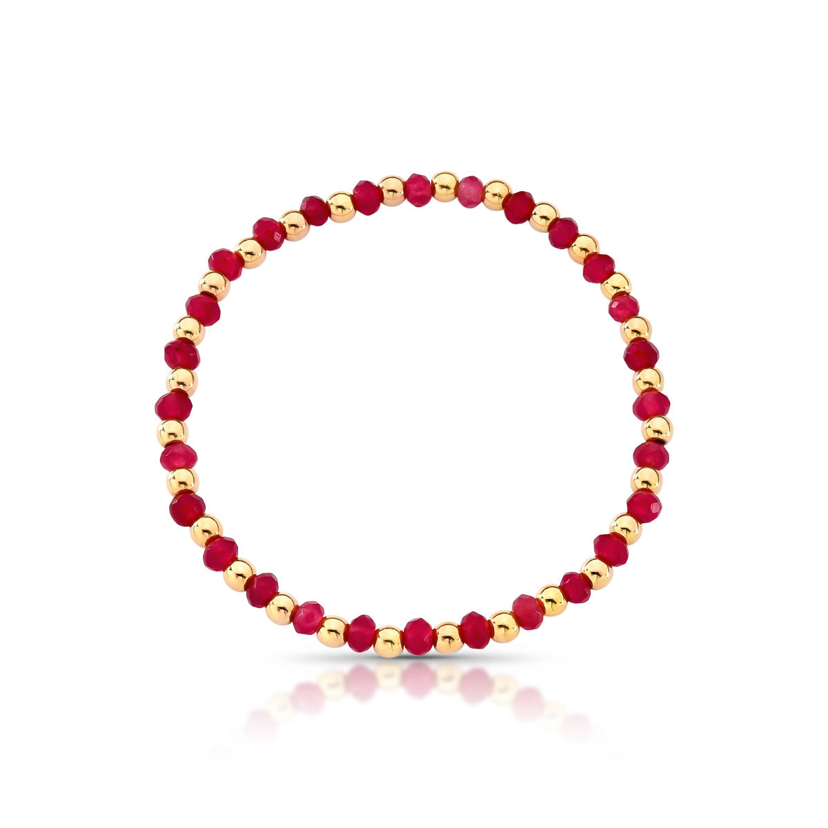 Pulseira Mari de Pedras Jade com Esferas Banho de Ouro 18k