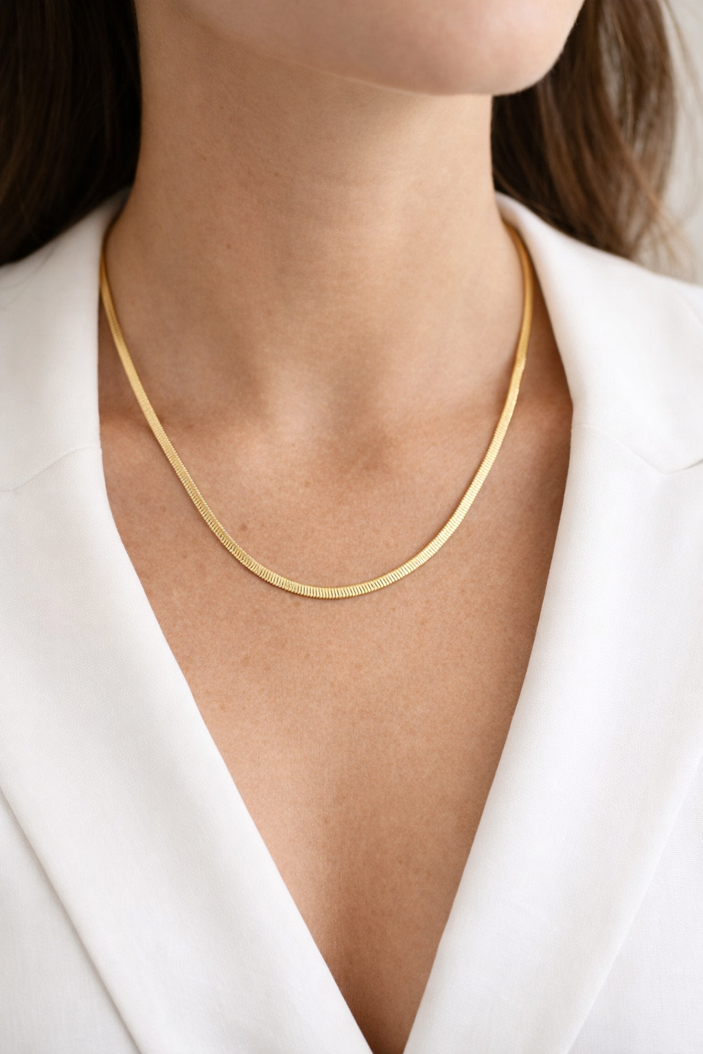 Colar Karen de Corrente Chata Banho de Ouro 18k