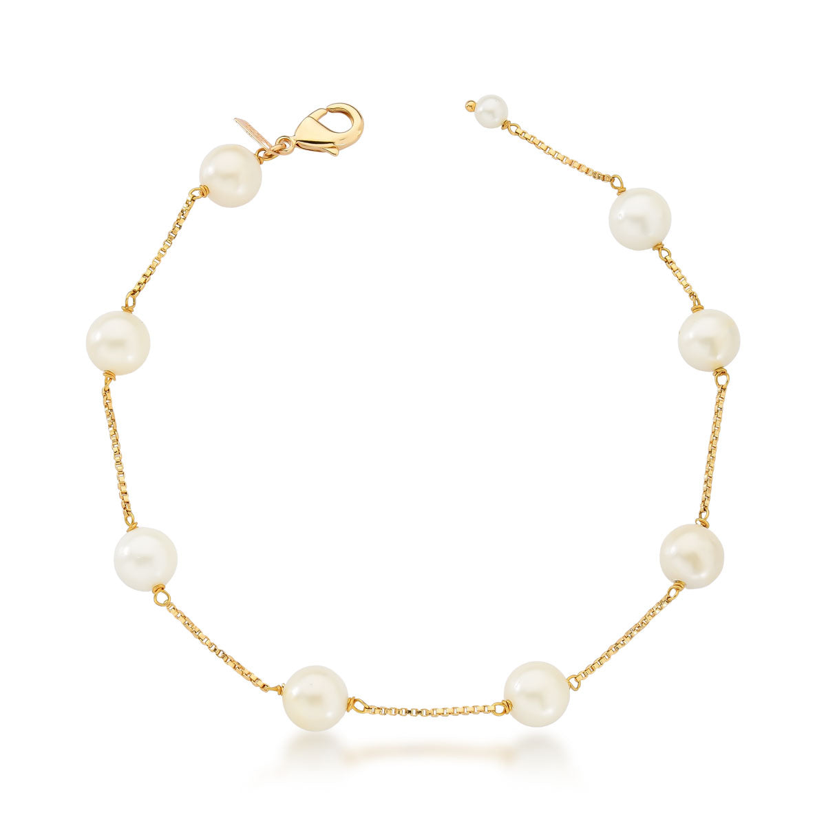 Pulseira Esme com Pérola Shell Ajustável Banho de Ouro 18k