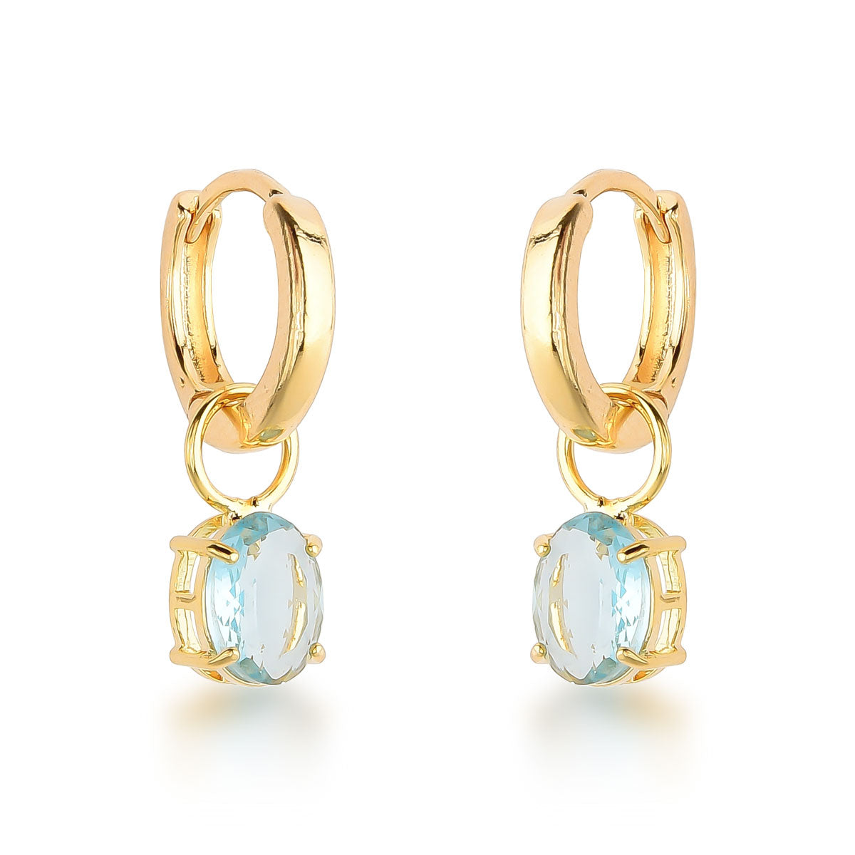 Brinco Elis com Pingente Removível e Cristal Banho de Ouro 18k