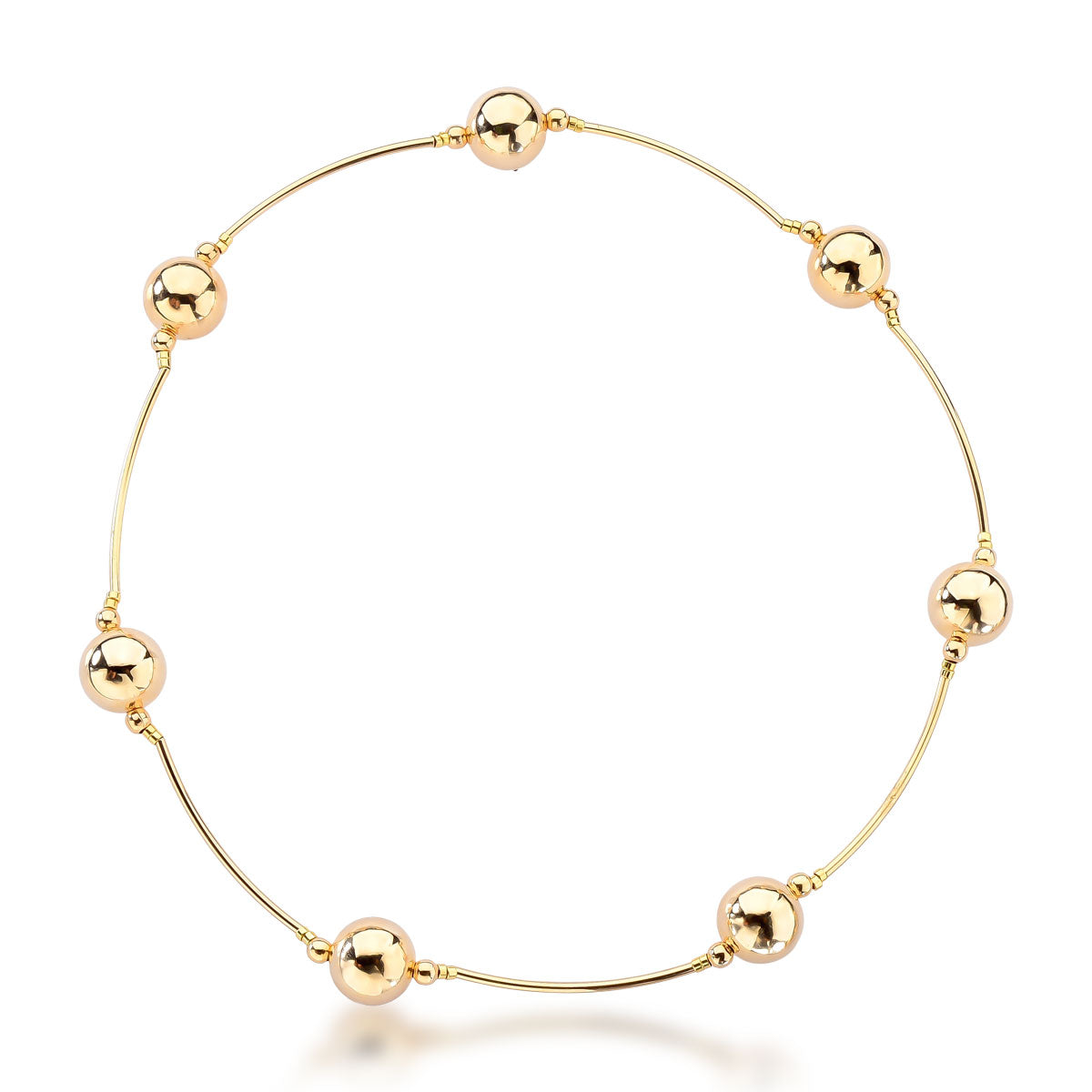 Pulseira Cecília com Tubos e Esferas de 12mm Banho de Ouro 18k