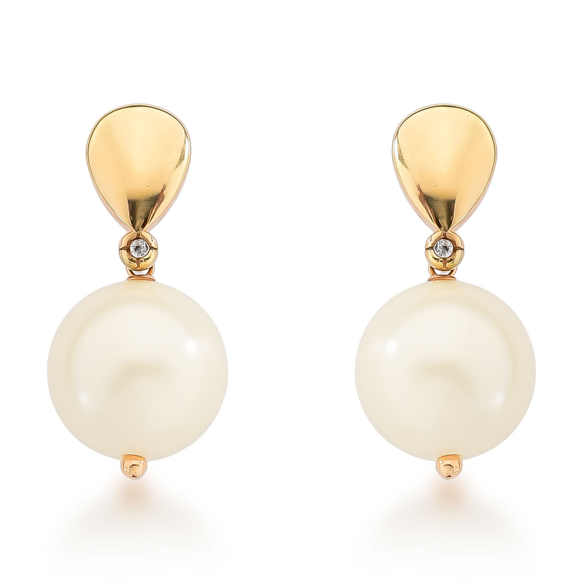 Brinco Ema Pérola Shell Clássico Banho de Ouro 18k