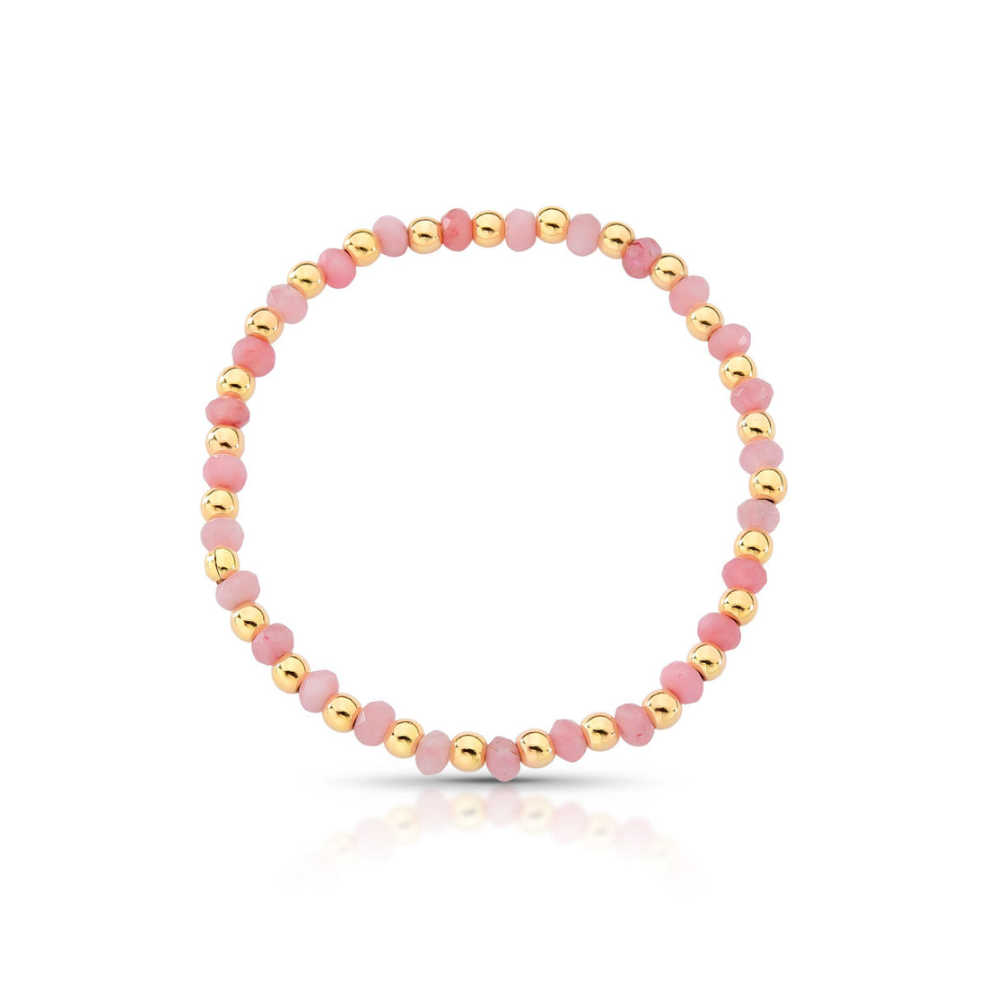 Pulseira Mari de Pedras Jade com Esferas Banho de Ouro 18k