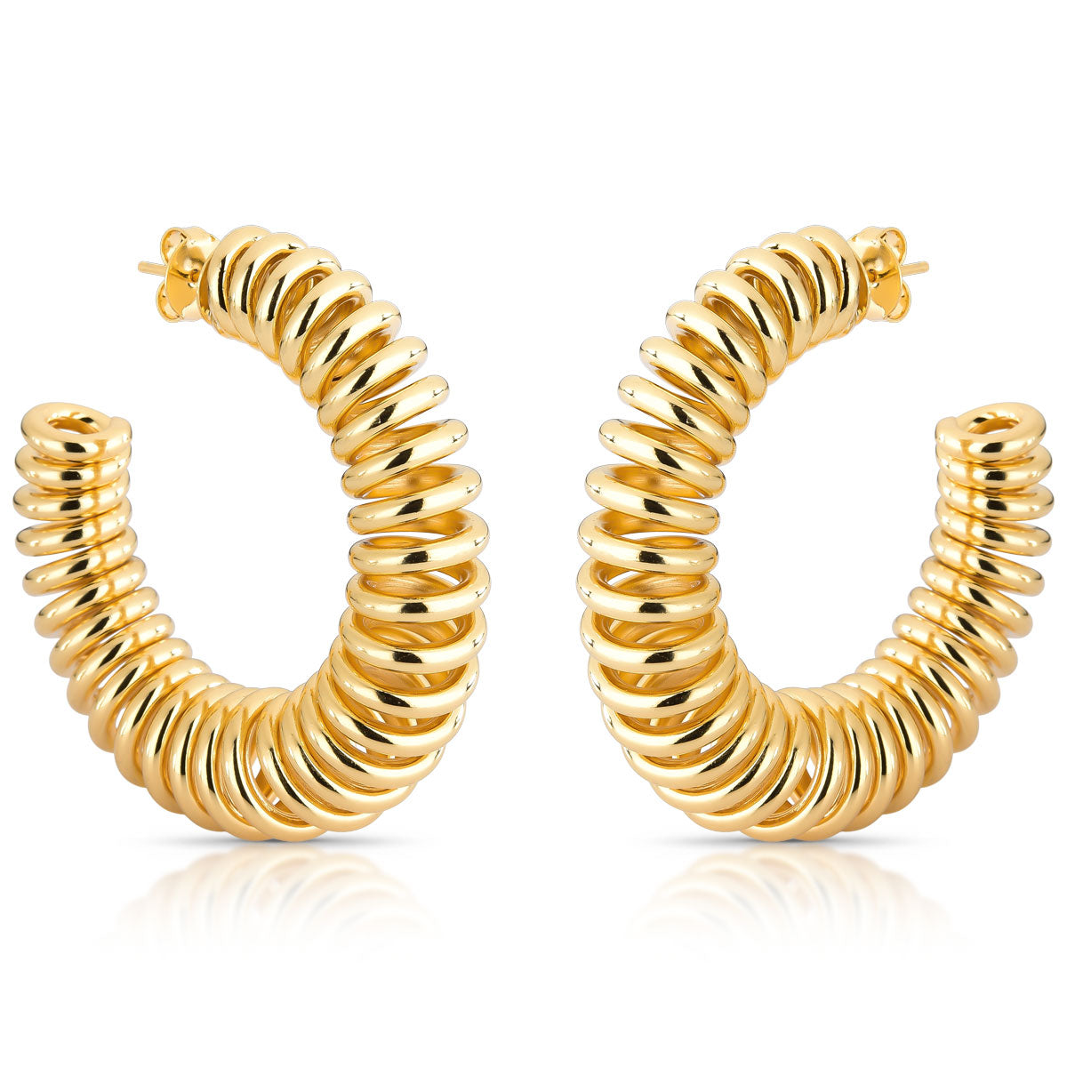 Brinco Ayla de Argola com Efeito Mola Banho de Ouro 18k