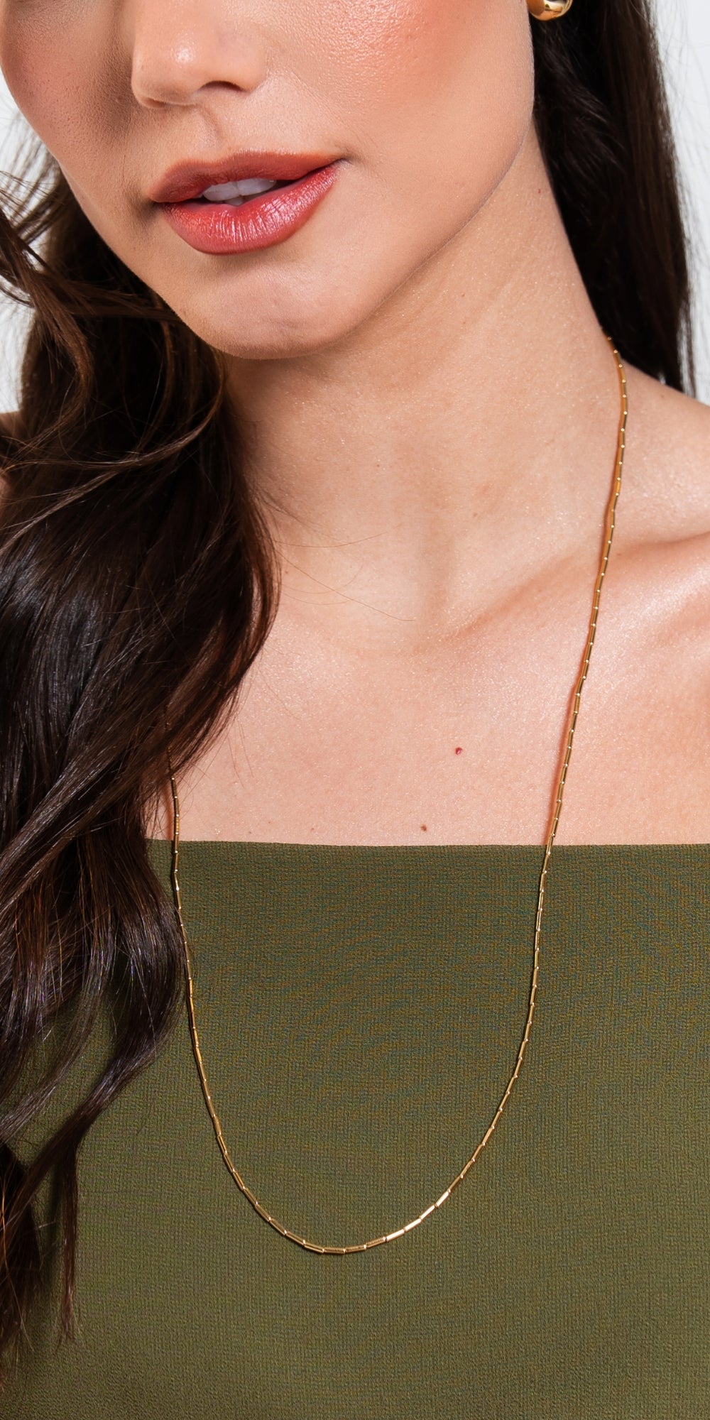 Colar Vivi Longo de Canutilhos Banho de Ouro 18k