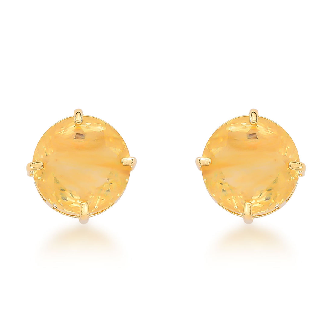 Brinco Angélica Clássico Pedra Natural Redonda Banho de Ouro 18k