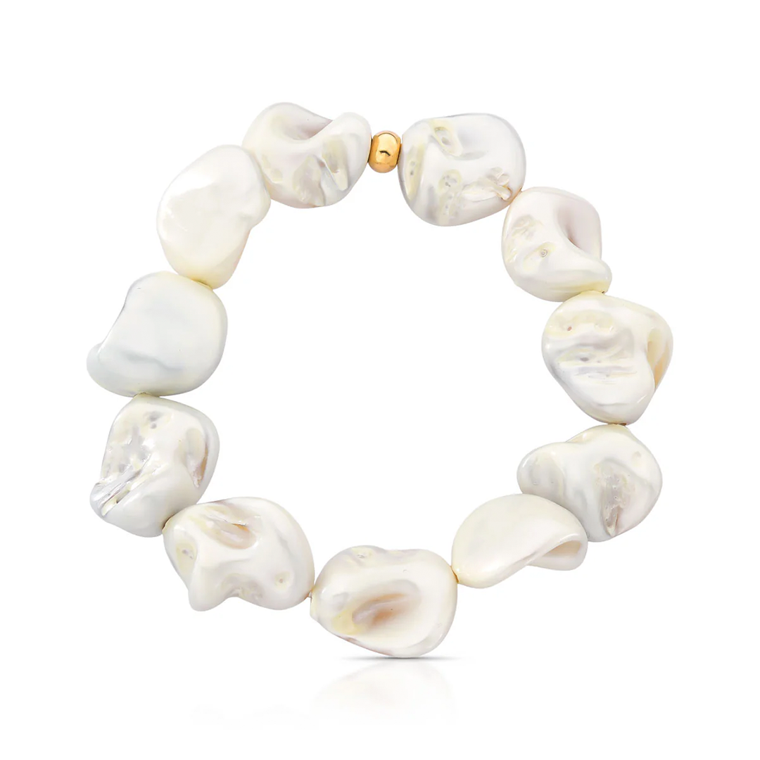 Pulseira Luma de Pérola Shell Clássica Banho de Ouro 18k