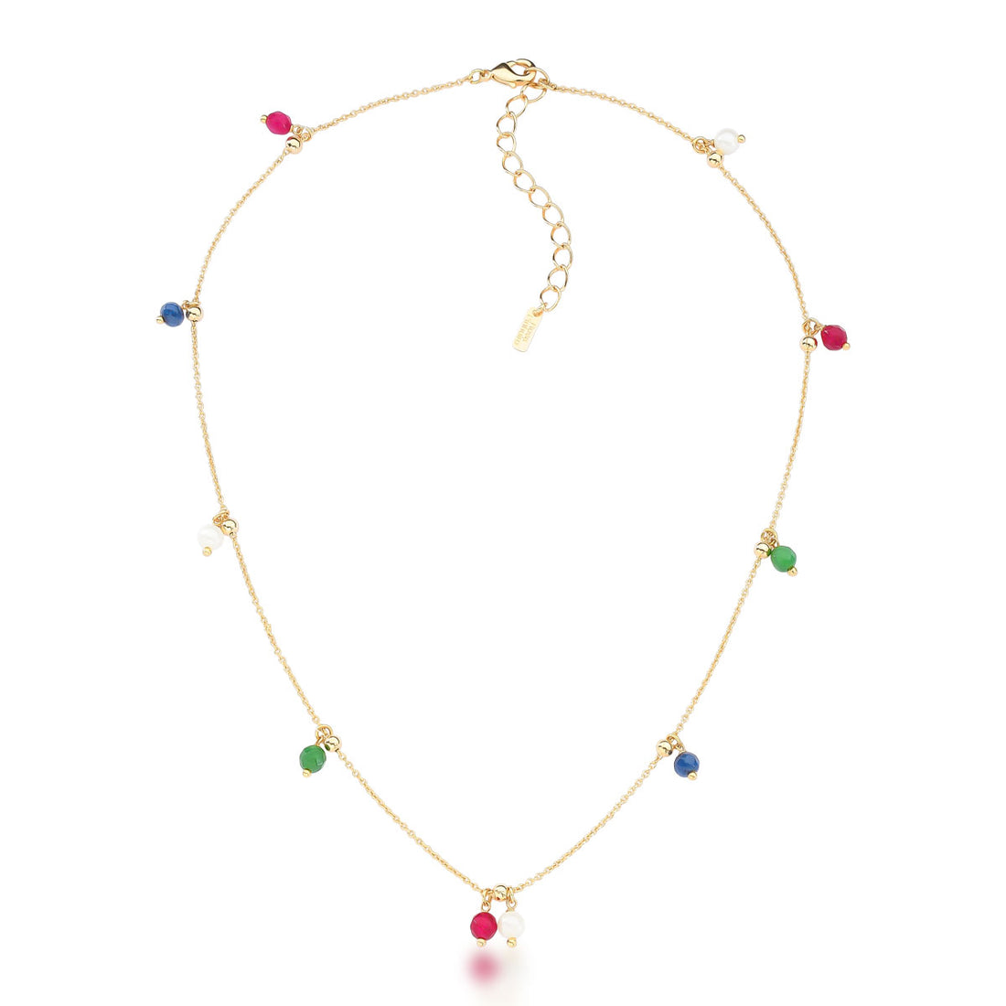 Colar Glória com Pedras Jade Banho de Ouro 18k