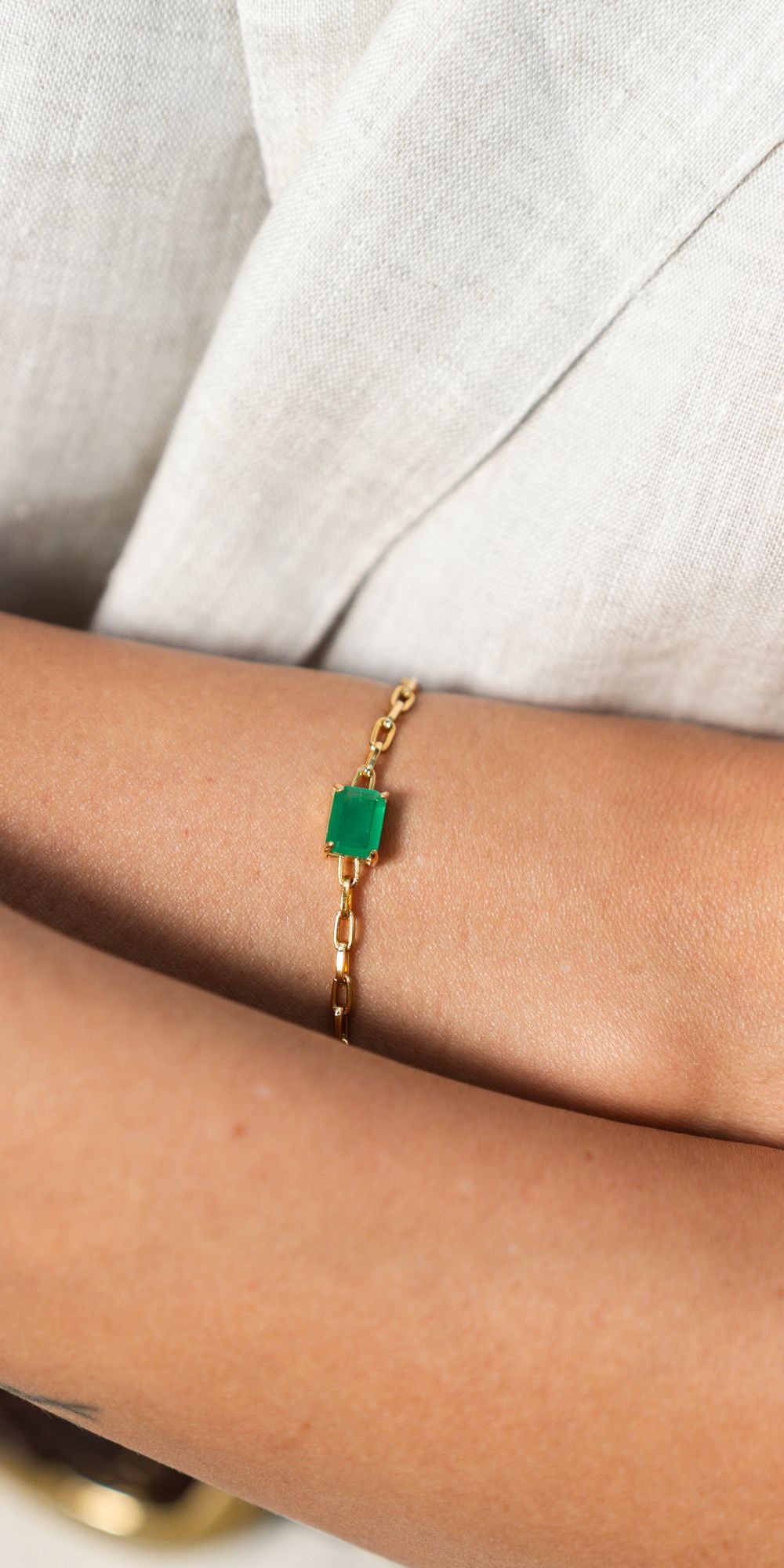 Pulseira Camila de Corrente com Pedra Cravada Banho de Ouro 18k