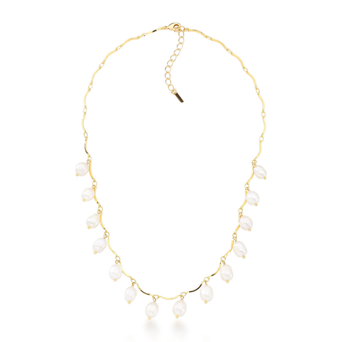 Colar Flávia Pérola de Água Doce Delicado Banho de Ouro 18k