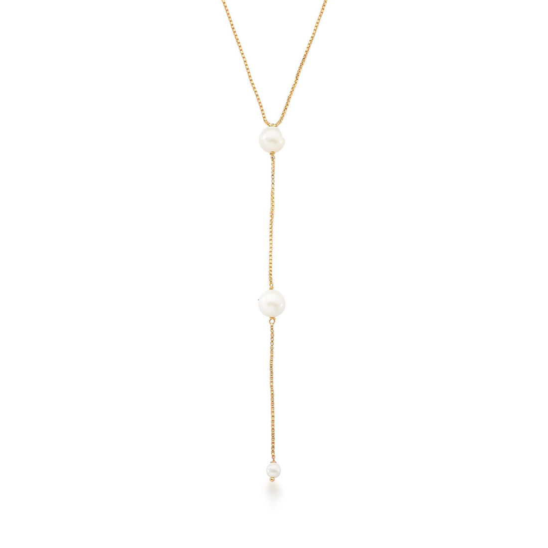 Colar Esme Gravatinha com Pérola Shell Banho de Ouro 18k