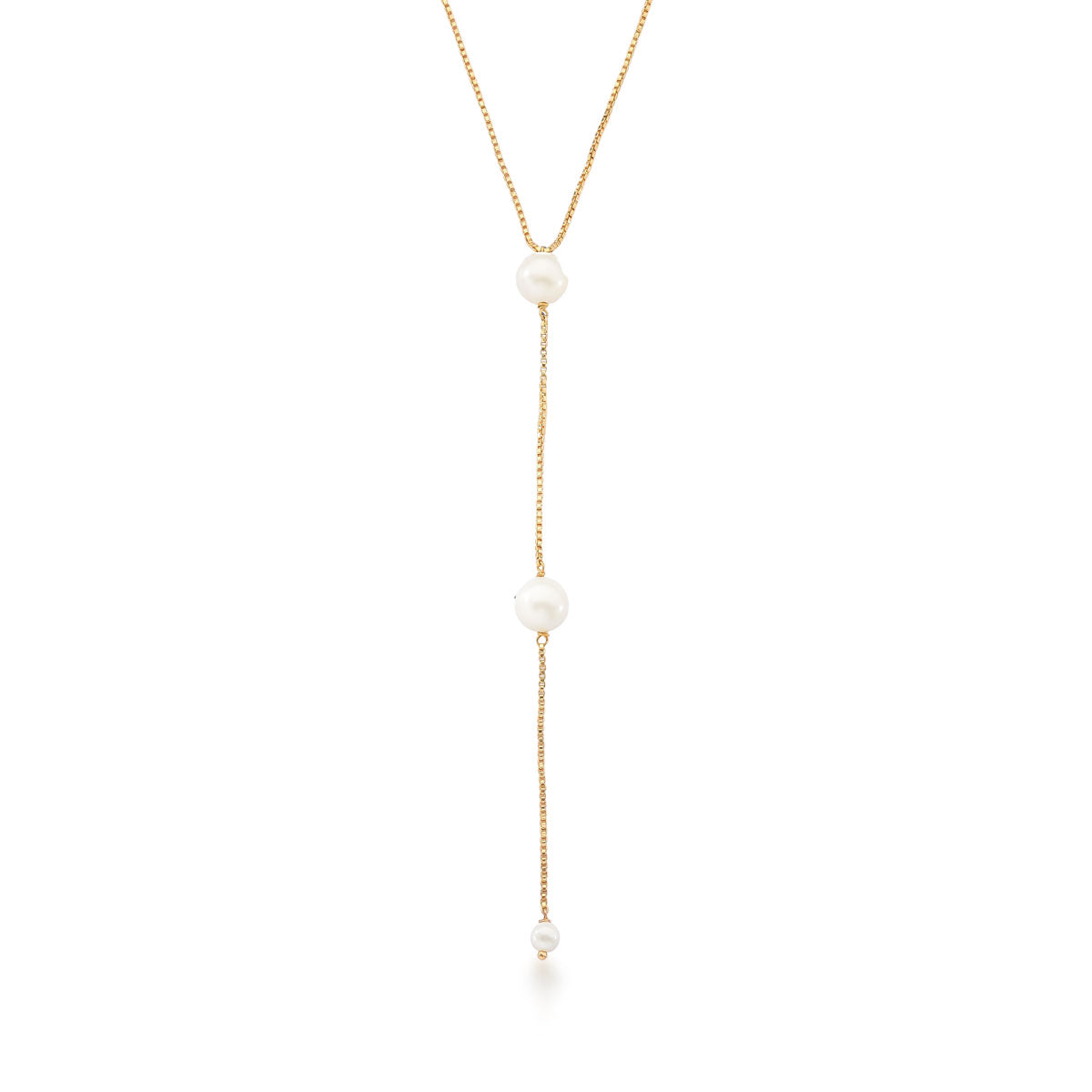 Colar Esme Gravatinha com Pérola Shell Banho de Ouro 18k
