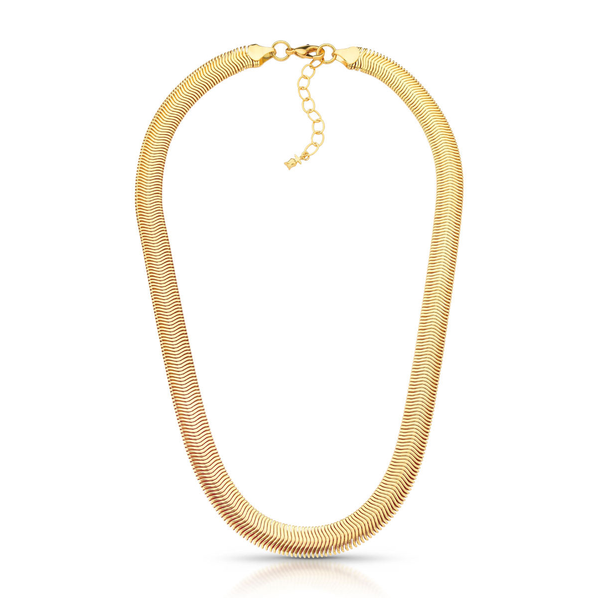 Colar Gi Maxi de Corrente Achatada Banho de Ouro 18k