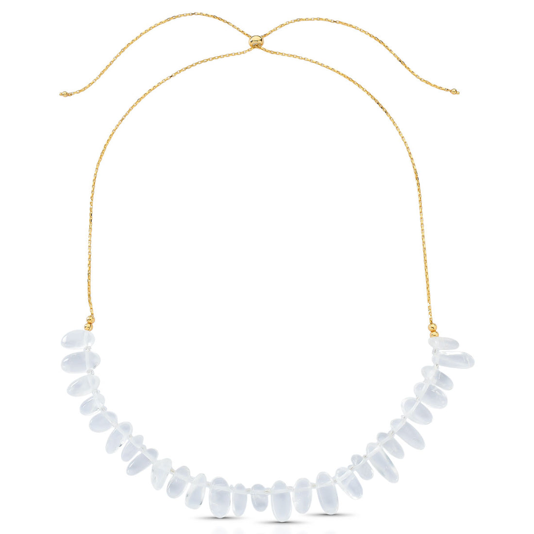 Colar Liz de Pedras Naturais Ajustável Banho de Ouro 18k