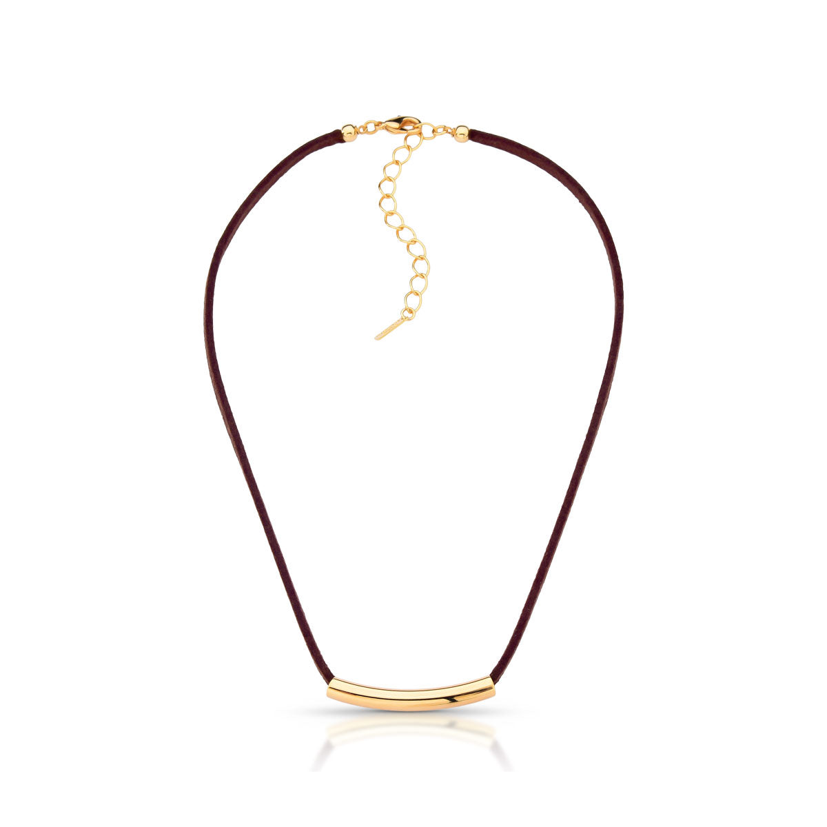 Colar Indie Curto com Tubo Dourado Banho de Ouro 18k