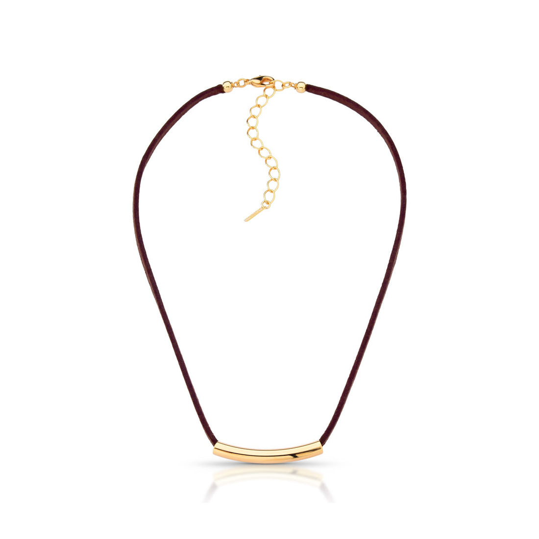 Colar Indie Curto com Tubo Dourado Banho de Ouro 18k