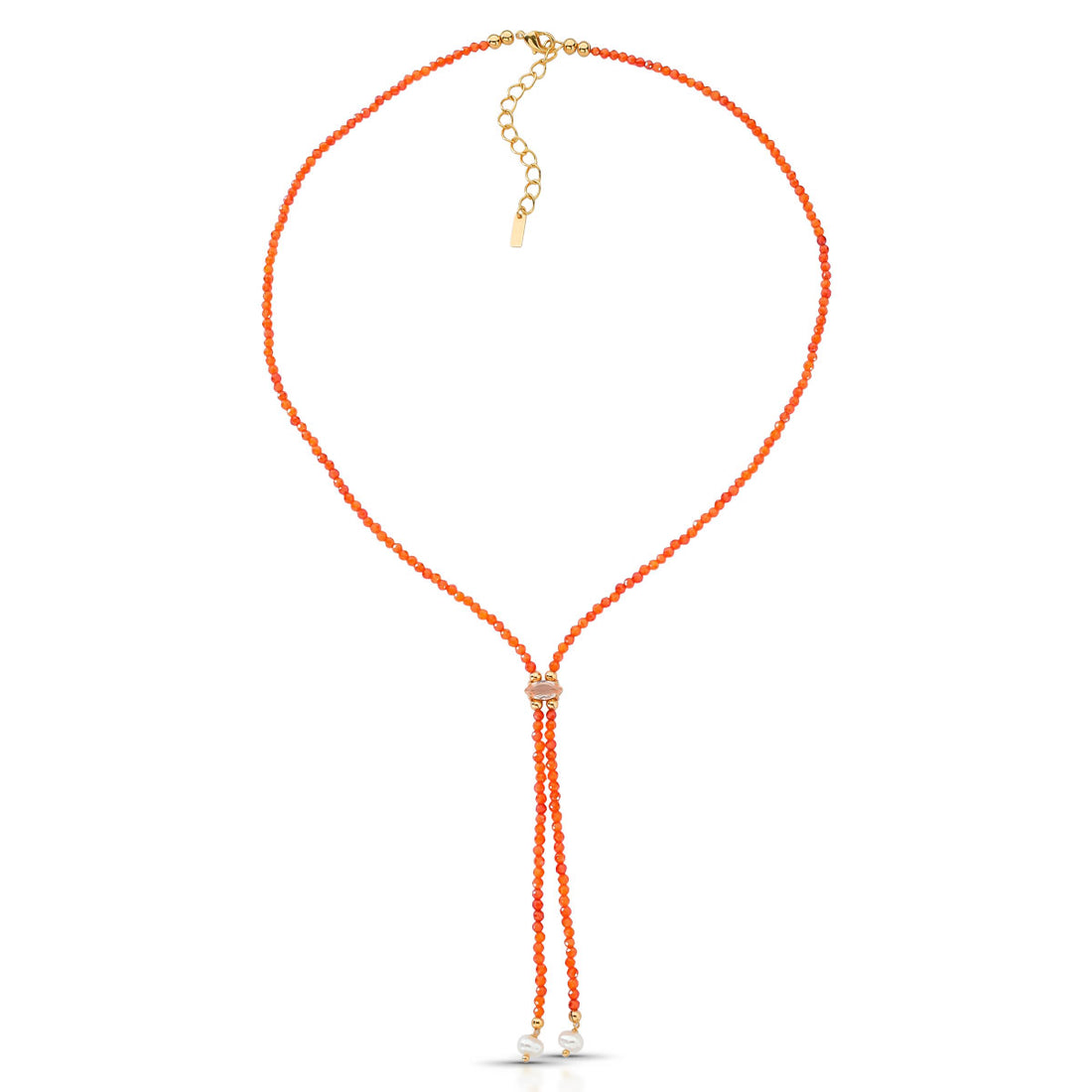 Colar Iara Gravatinha Zircônias e Pérola Banho de Ouro 18k