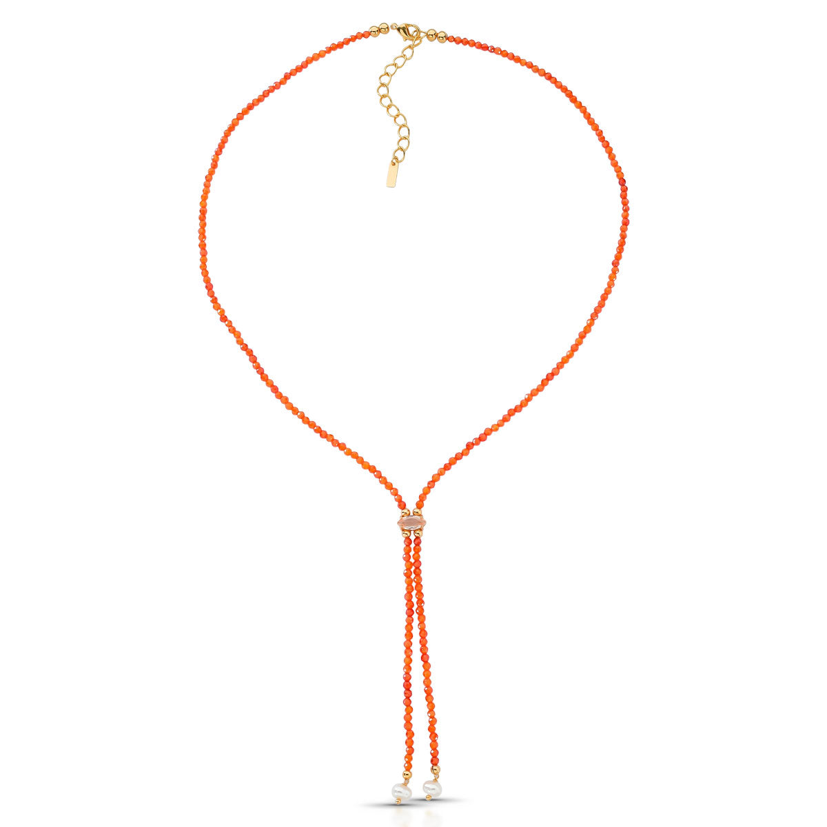 Colar Iara Gravatinha Zircônias e Pérola Banho de Ouro 18k