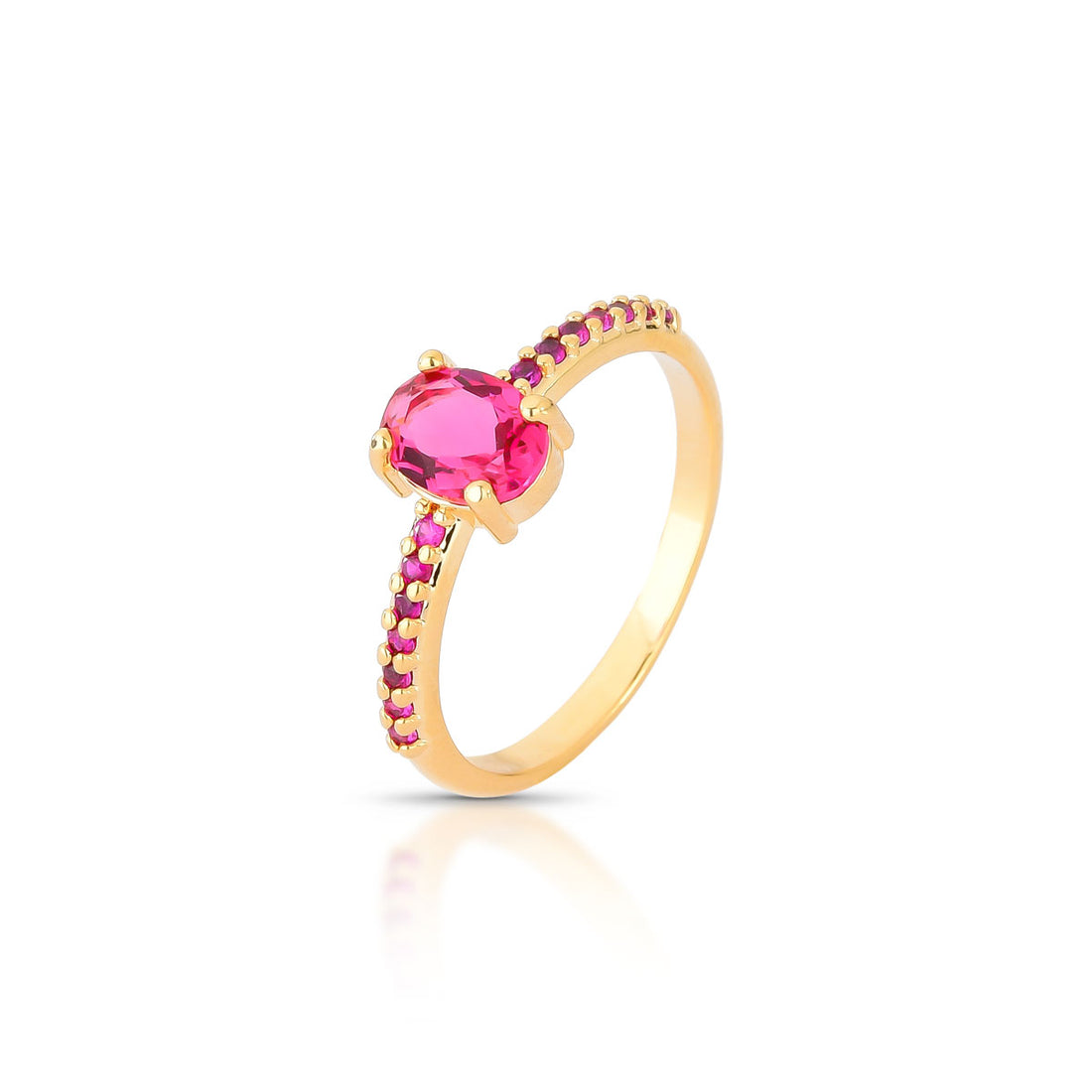 Anel Elis Delicado Pedra Oval Zircônia Banho de Ouro 18k