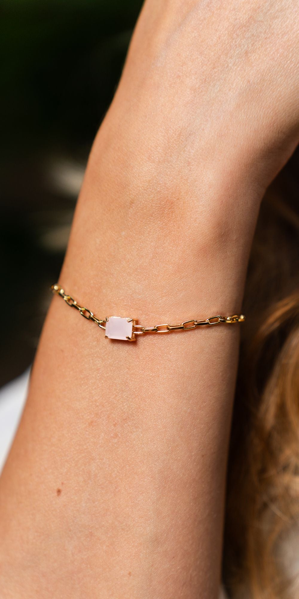 Pulseira Camila de Corrente com Pedra Cravada Banho de Ouro 18k