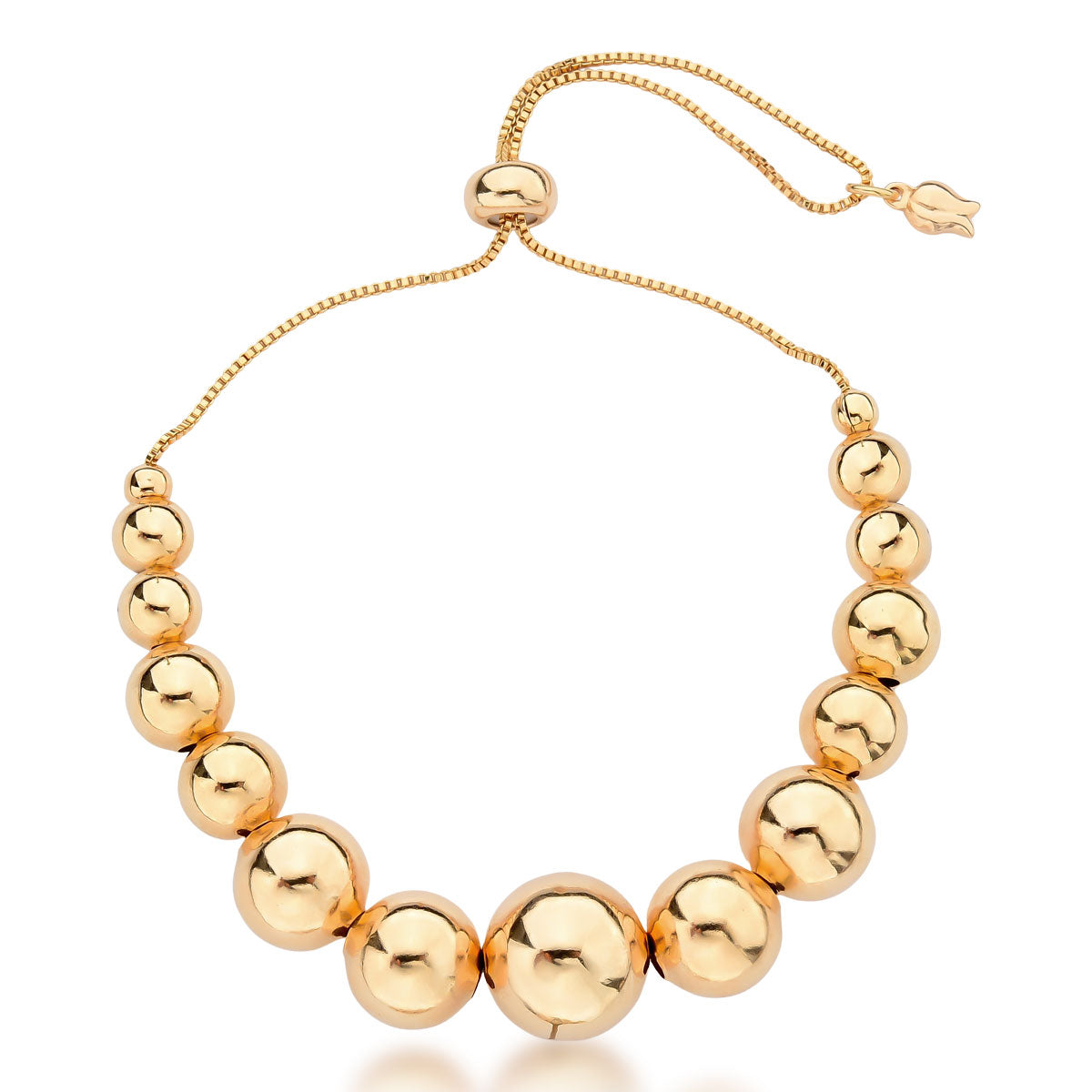 Pulseira Chiara com Esferas em Degradê Ajustável Banho de Ouro 18k