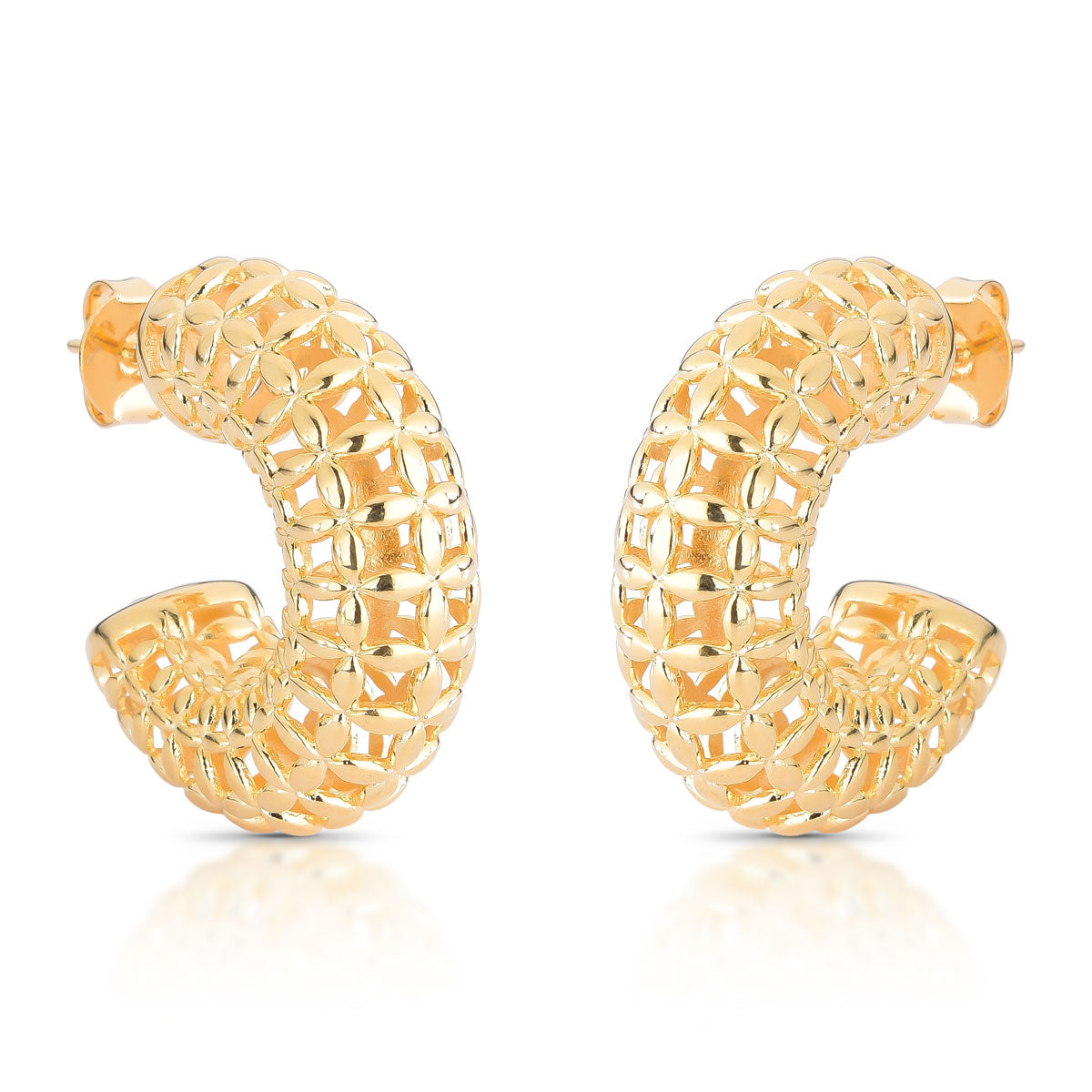 Brinco Eliane de Argola Maxi Design Elos Banho de Ouro 18k