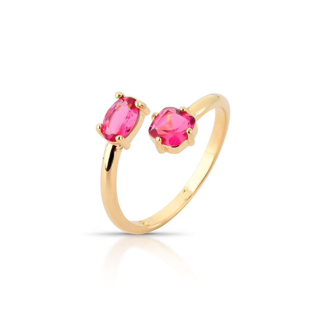 Conjunto Maya Brincos e Anel de Cristais Coloridos Banho de Ouro 18k