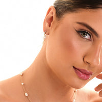 Brinco Teresa com Pérola de Água Doce Banho de Ouro 18k