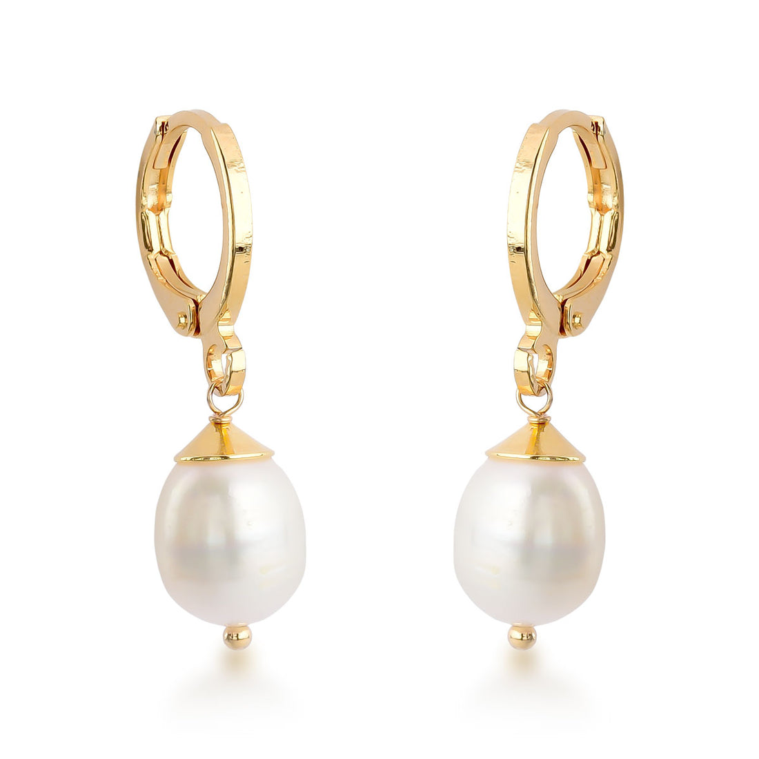Conjunto Vera Colar e Brincos com Pérolas Naturais Banho de Ouro 18k