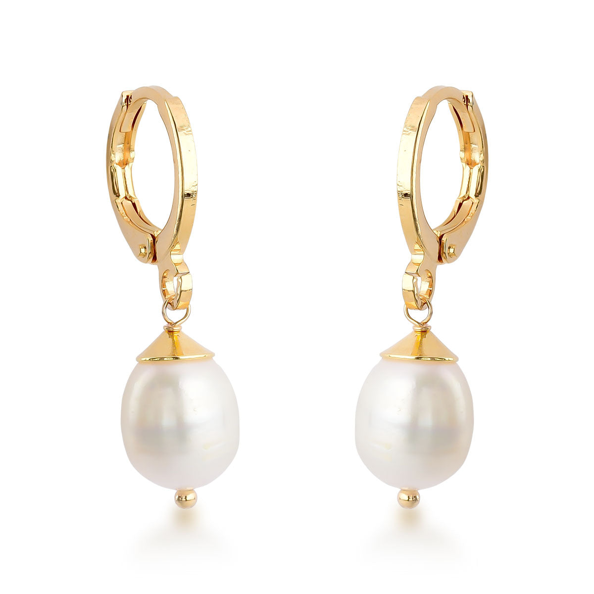 Conjunto Vera Colar e Brincos com Pérolas Naturais Banho de Ouro 18k