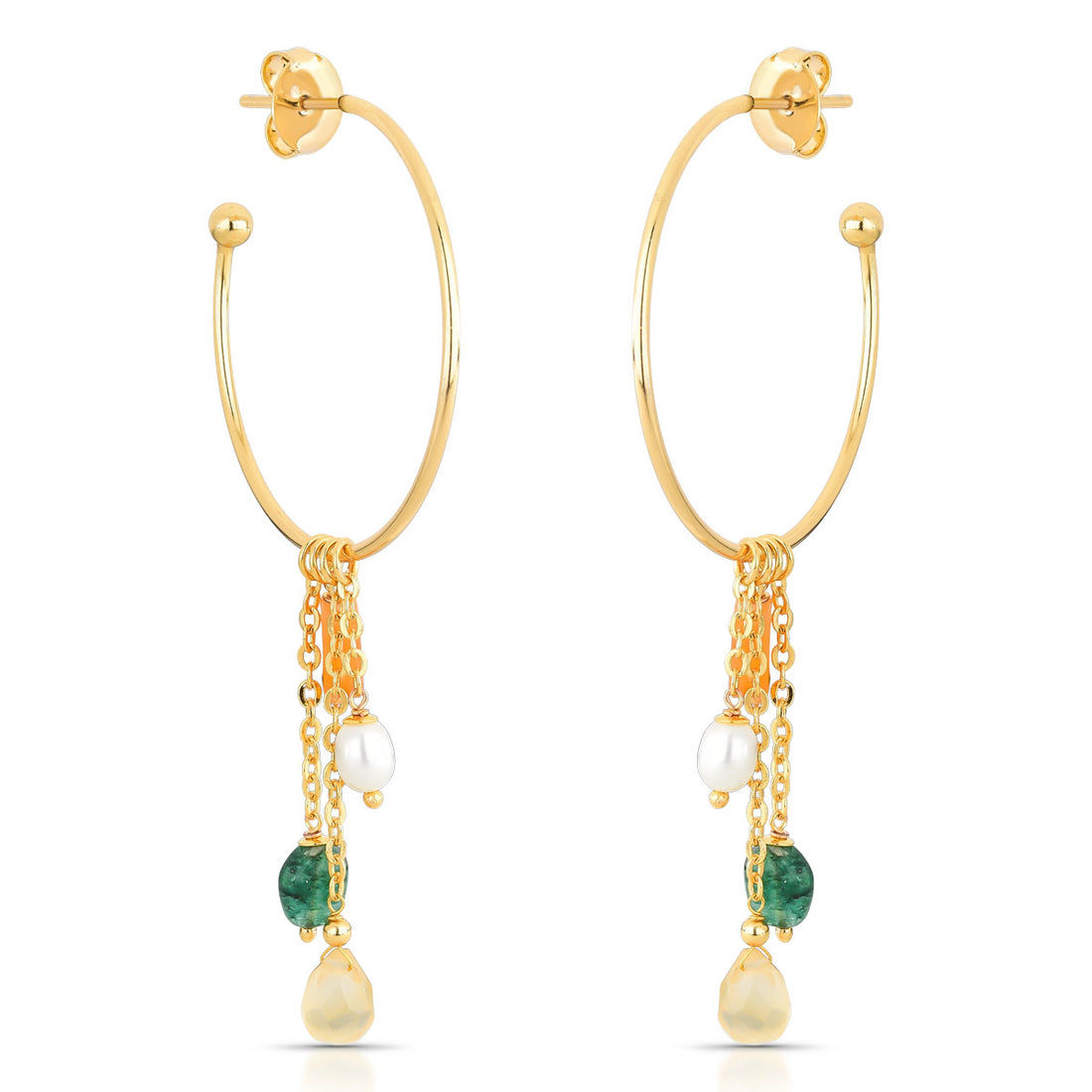 Brinco Melina de Argola com Pingentes Removíveis Banho de Ouro 18k