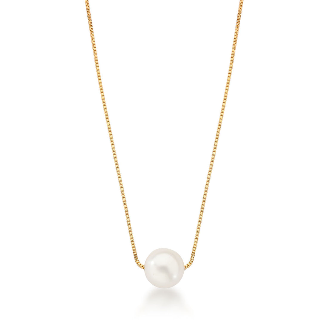 Colar Diana Curto com Pérola Shell e Esferas Douradas Banho de Ouro 18k