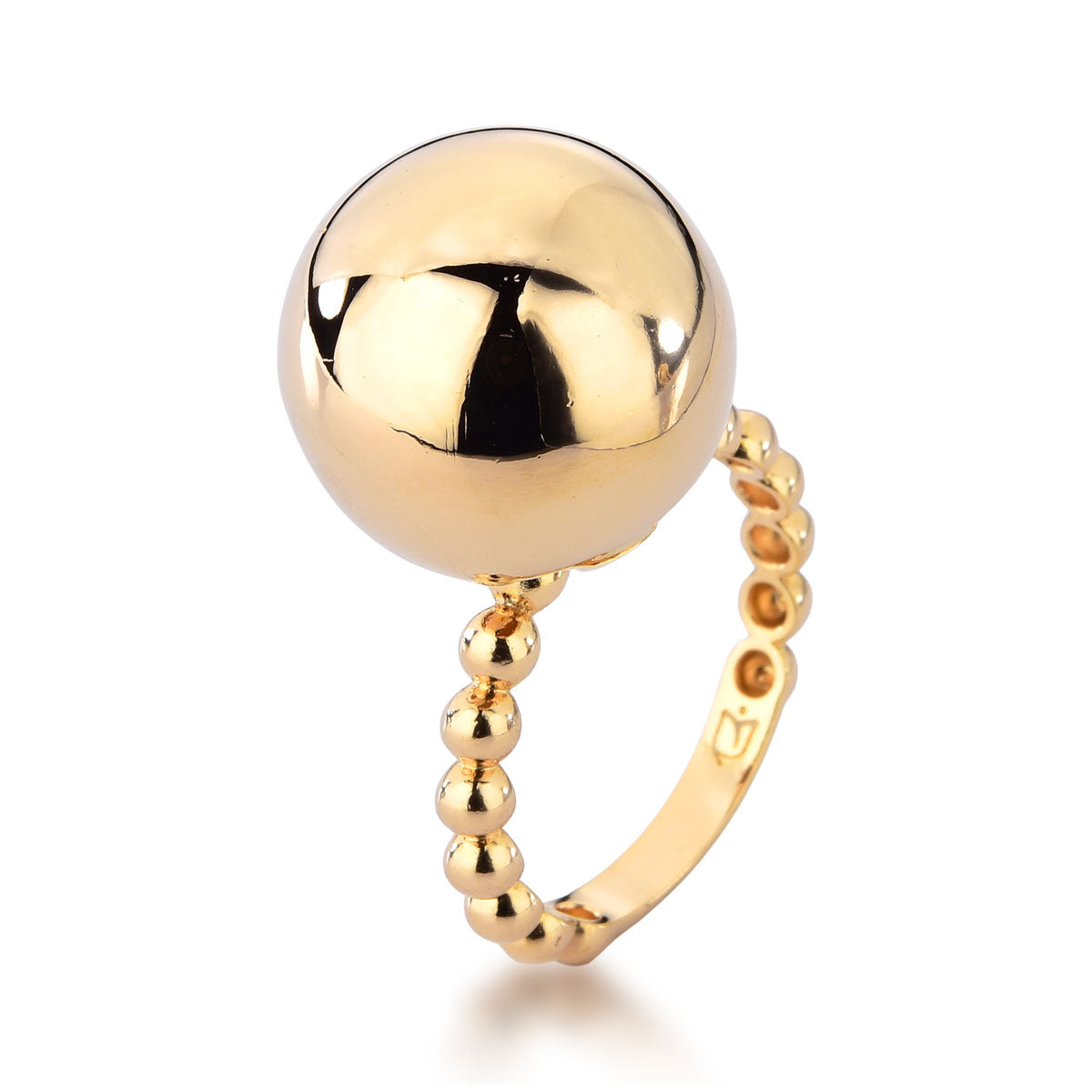 Anel Larissa Moderno com Esfera 16mm Banho de Ouro 18k