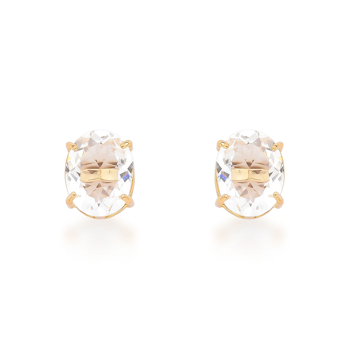 Brinco Raquel Clássico Pedra Natural Banho de Ouro 18k