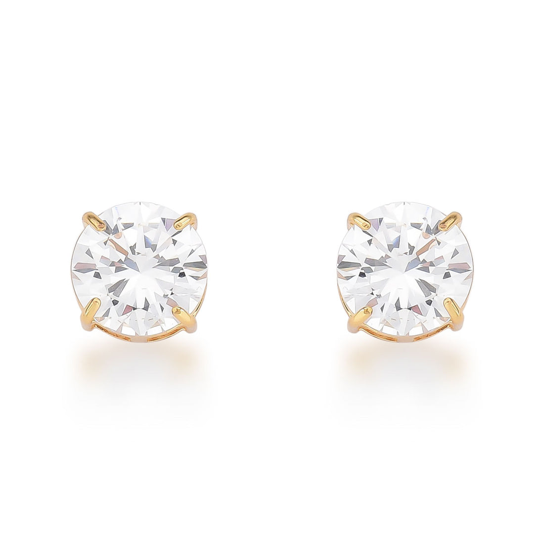 Brinco Amélia Ponto de Luz Zircônia 10mm Banho de Ouro 18k